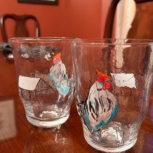 Anthropology painted small farm style water glasses. Perfect condition.
